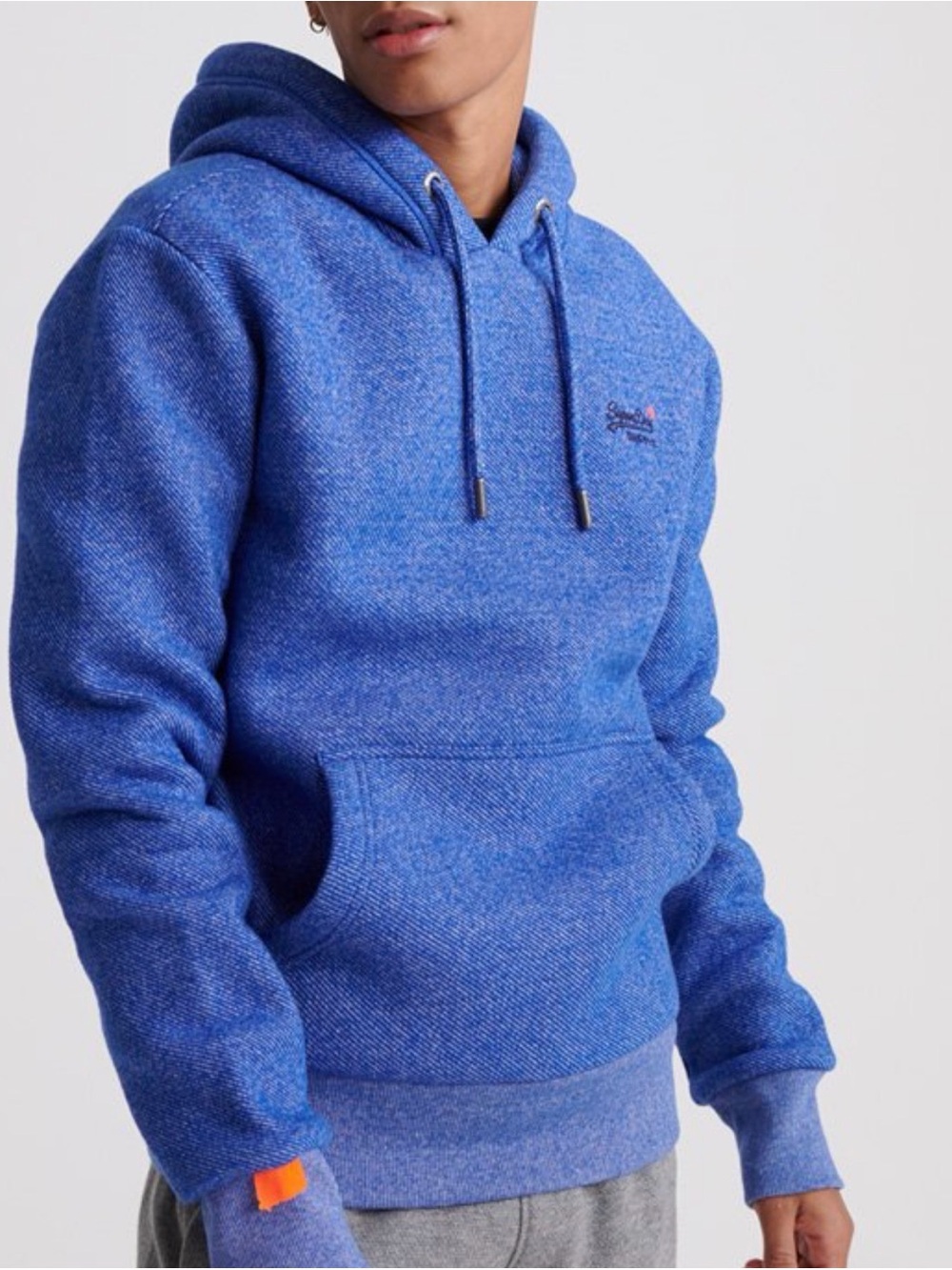 Superdry Orange Label Hoodie Vivid Blue Pullover Fleece Heavyweight Men’s XL